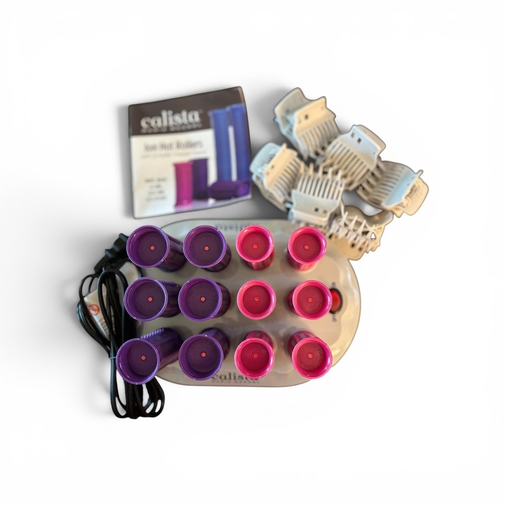 NWOT Calista Maria McCool Ion Hot Rollers Set 12 Rollers Case Clips Manual